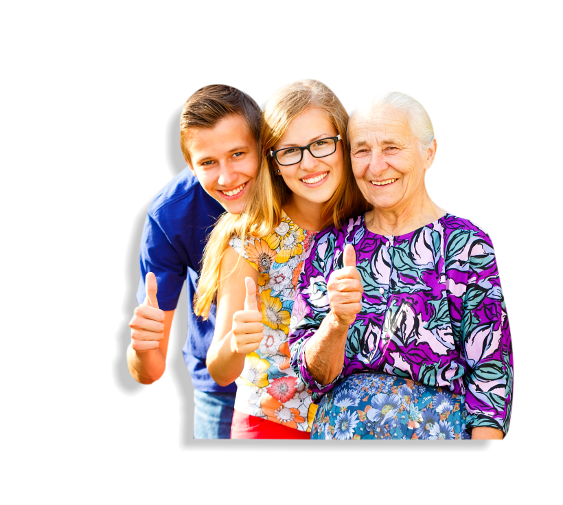 old woman and her two grandchildren